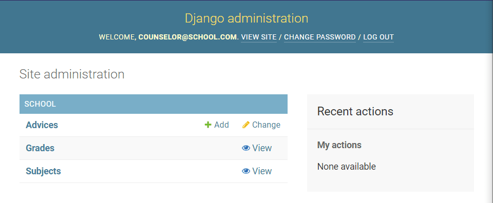 Counselor's Admin Interface