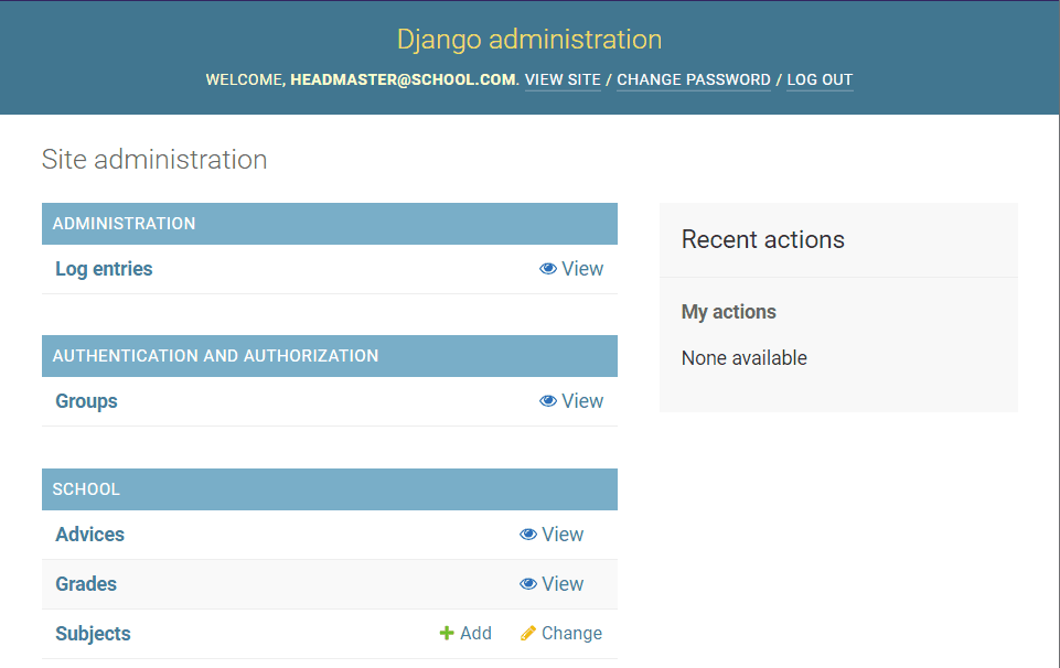 Headmaster's Admin Interface